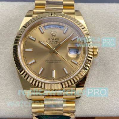 Swiss Replica Rolex Day-Date 40mm ARF 3255 Yellow Gold President Watch 